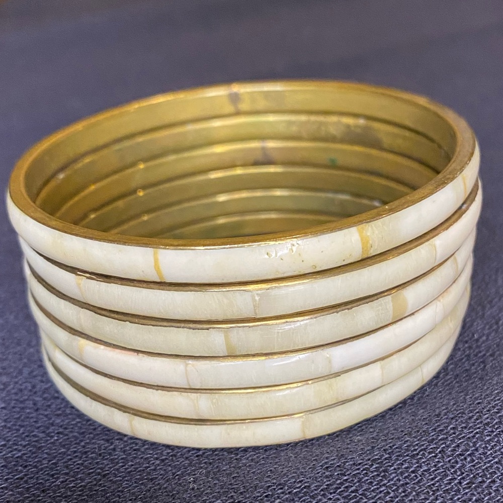 Brass & Ivory Bangle Set